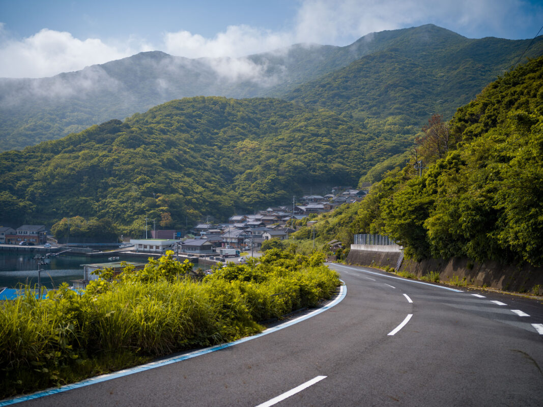 Scenic Winding Mountain Road, Lush Green Landscape